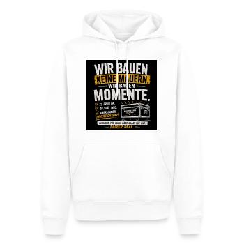 Wir bauen Momente – Veranstaltungs Technik - Männer Premium Bio Hoodie - Weiß - Vorne - Nico (187cm)