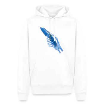 Couteau à rayons X bleu en main - Sweat à capuche Premium bio Homme - blanc - Devant - Nico (187cm)
