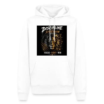 Discipline Lion Double Force - Sweat à capuche Premium bio Homme - blanc - Devant - Nico (187cm)