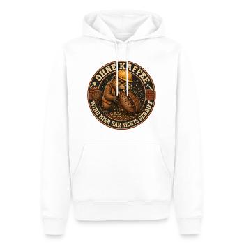 Ohne Kaffee Wird Gar Nichts Gebaut – Biber  - Männer Premium Bio Hoodie - Weiß - Vorne - Nico (187cm)