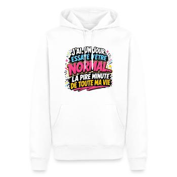 J’ai essayé d’être normal - Sweat à capuche Premium bio Homme - blanc - Devant - Nico (187cm)