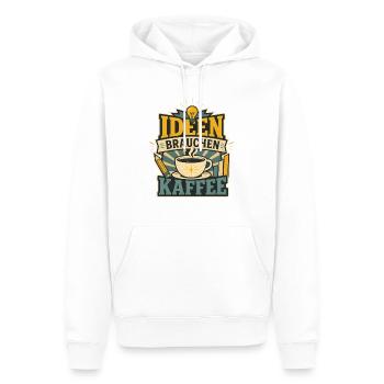 Ideen brauchen Kaffee – Kreativer Büro Spruch - Männer Premium Bio Hoodie - Weiß - Vorne - Nico (187cm)