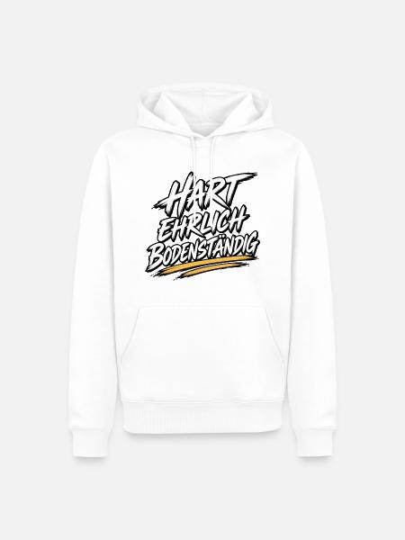 Hart Ehrlich Bodenständig Shirt - Männer Premium Bio Hoodie - Weiß