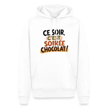Ce soir, c'est soirée chocolat ! - Sweat à capuche Premium bio Homme - blanc - Devant - Nico (187cm)