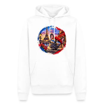 Paris Französische Bulldogge  - Männer Premium Bio Hoodie - Weiß - Vorne - Nico (187cm)