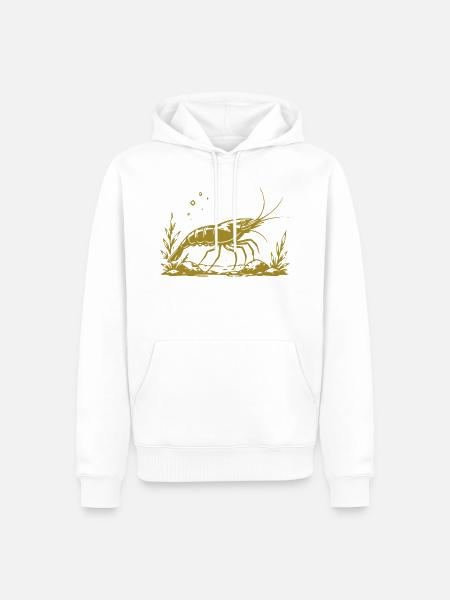 Goldene Garnele mit Botschaft - Männer Premium Bio Hoodie - Weiß