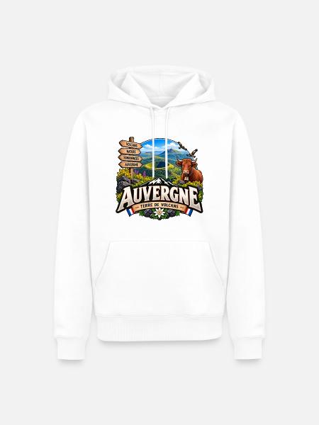Auvergne – Land der Vulkane - Männer Premium Bio Hoodie - Weiß