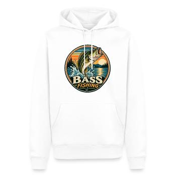 Barschfischen Sunrise Round Patch - Männer Premium Bio Hoodie - Weiß - Vorne - Nico (187cm)