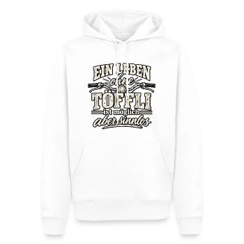 Leben ohne Töffl ist möglich - aber sinnlos - Männer Premium Bio Hoodie - Weiß - Vorne - Nico (187cm)
