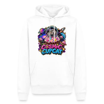 Cosmic Cupcat – Katze im Weltraum - Männer Premium Bio Hoodie - Weiß - Vorne - Nico (187cm)