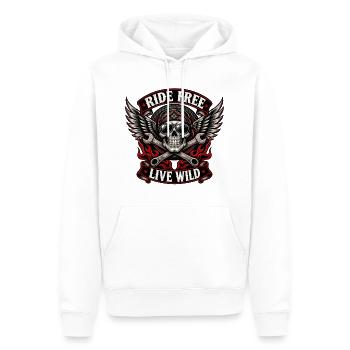 Ride Free Live Wild Skull - Männer Premium Bio Hoodie - Weiß - Vorne - Nico (187cm)