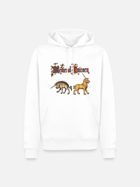 Mittelalterliche Einhörner - Männer Premium Bio Hoodie - Weiß