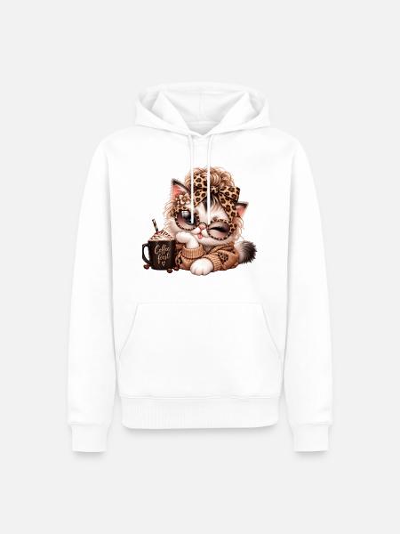 Kuschelkätzchen Leopardebow - Männer Premium Bio Hoodie - Weiß