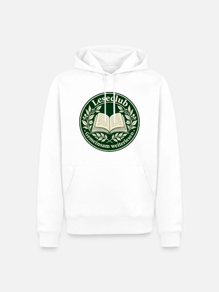 Leseclub-Siegel: Gemeinsam weiterlesen - Männer Premium Bio Hoodie - Weiß