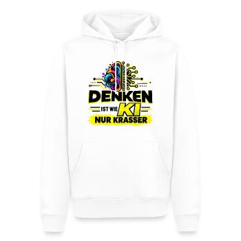 Denken ist wie KI – nur krasser - Männer Premium Bio Hoodie - Weiß - Vorne - Nico (187cm)
