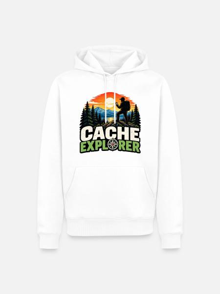 Cache Explorer - Männer Premium Bio Hoodie - Weiß