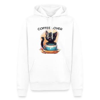 Katze mit Kaffee - Männer Premium Bio Hoodie - Weiß - Vorne - Nico (187cm)