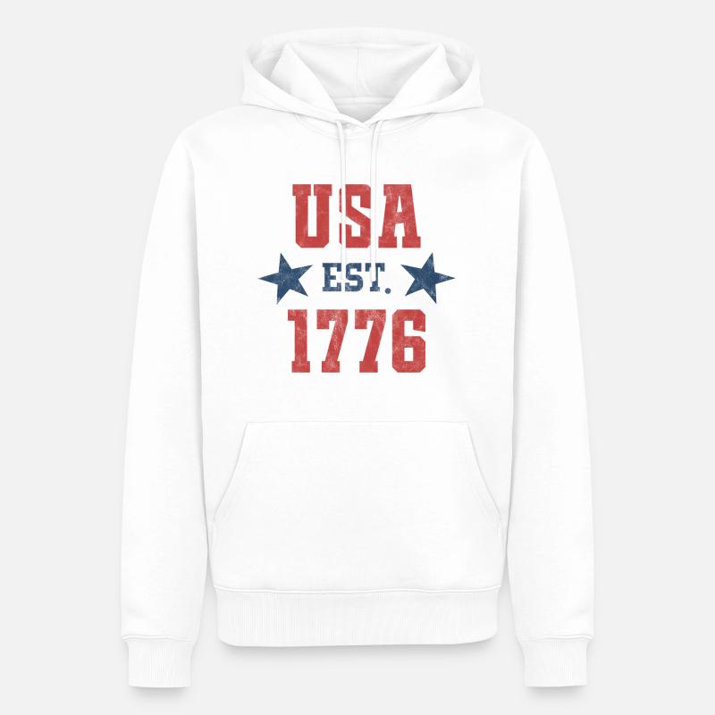 États-Unis Est 1776 - Sweat à capuche Premium bio Homme - blanc