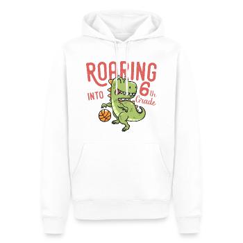 Roaring into 6th Grade Dinosaur Basketball - Sweat à capuche Premium bio Homme - blanc - Devant - Nico (187cm)