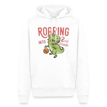 Roaring into 2nd Grade Dinosaur Basketball - Sweat à capuche Premium bio Homme - blanc - Devant - Nico (187cm)