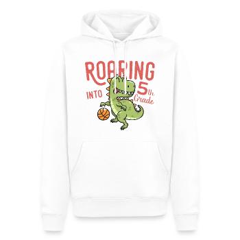 Roaring into 5th Grade Dinosaur Basketball - Sweat à capuche Premium bio Homme - blanc - Devant - Nico (187cm)