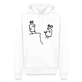61 ans - Cadeau 61e Anniversaire Amusant 61 ans - Sweat à capuche Premium bio Homme - blanc - Devant - Nico (187cm)