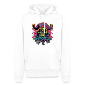 Crâne de pirate psychédélique - Sweat à capuche Premium bio Homme - blanc - Devant - Nico (187cm)