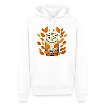 Hibou et feuilles d’automne - Sweat à capuche Premium bio Homme - blanc - Devant - Nico (187cm)