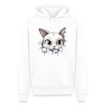 Hole Peekaboo: Baby-Katze auf Abenteuer - Männer Premium Bio Hoodie - Weiß - Vorne - Nico (187cm)