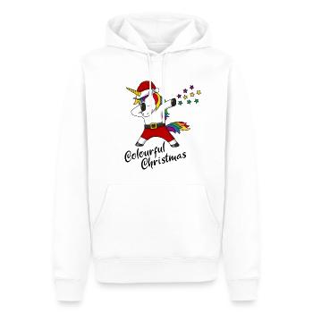 Christmas Unicorn colourful christmas gift - Men’s Premium Organic Hoodie - white - Front - Nico (187cm)