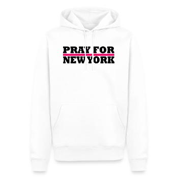 New York / Priez pour New York - Sweat à capuche Premium bio Homme - blanc - Devant - Nico (187cm)