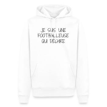 Ich bin ein rockiger Fußballer - Männer Premium Bio Hoodie - Weiß - Vorne - Nico (187cm)
