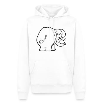 Elefant von hinten - überrascht, erschrocken, oops - Männer Premium Bio Hoodie - Weiß - Vorne - Nico (187cm)