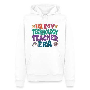 in my technology teacher era - Männer Premium Bio Hoodie - Weiß - Vorne - Nico (187cm)