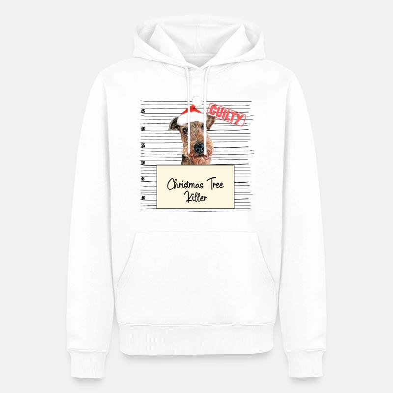 Weihnachtsbaum Umschubser Airedale Terrier - Männer Premium Bio Hoodie - Weiß