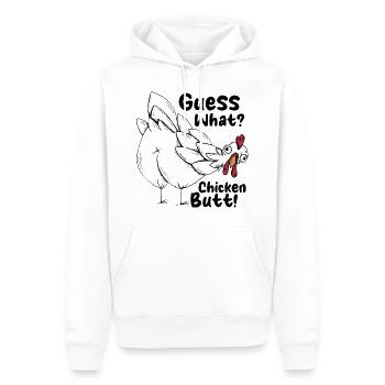 Devinez quel graphique drôle d’animal de cul de poulet - Sweat à capuche Premium bio Homme - blanc - Devant - Nico (187cm)