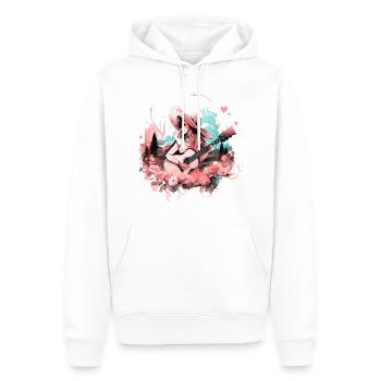 Guitare, Guitariste, Chanteur, Musique country, Vintage - Sweat à capuche Premium bio Homme - blanc - Devant - Nico (187cm)