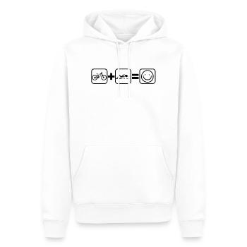 Le VTT et les montagnes font plaisir. Promenades à vélo - Sweat à capuche Premium bio Homme - blanc - Devant - Nico (187cm)