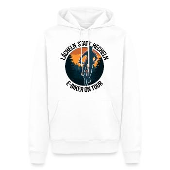 fahrrad akku e bike lächeln hecheln biker ebike - Männer Premium Bio Hoodie - Weiß - Vorne - Nico (187cm)