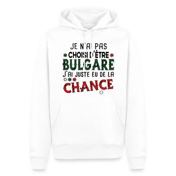Bulgare Bulgarie Europe Cadeau Pays Humour - Sweat à capuche Premium bio Homme - blanc - Devant - Nico (187cm)