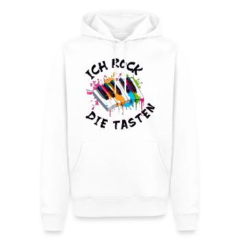 Musik Klavier "Ich rock die Tasten" Farbspritzer - Männer Premium Bio Hoodie - Weiß - Vorne - Nico (187cm)