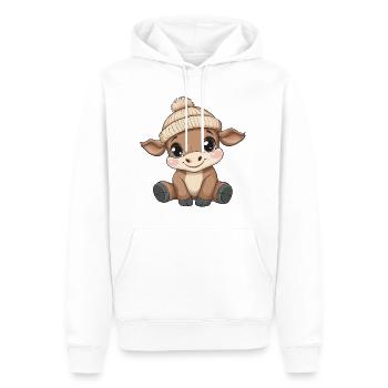 Taureau mignon mignon bébé enfants animal dessin animé - Sweat à capuche Premium bio Homme - blanc - Devant - Nico (187cm)