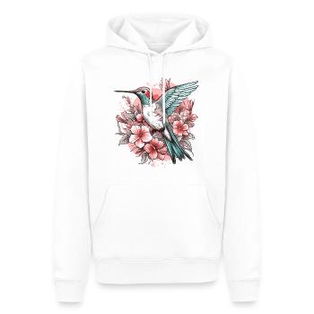Kolibri Blumen Vogel Tier Kunst Aquarell Bunt - Männer Premium Bio Hoodie - Weiß - Vorne - Nico (187cm)