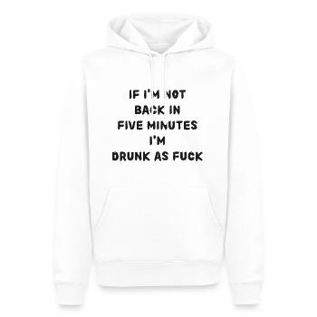 Si je ne suis pas de retour dans cinq minutes, attendez plus longtemps! - Sweat à capuche Premium bio Homme - blanc - Devant - Nico (187cm)