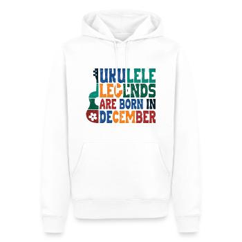Ukulele Legends are born in December - Männer Premium Bio Hoodie - Weiß - Vorne - Nico (187cm)