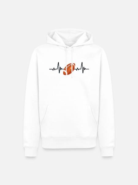 Rugby-Herzschlag - Männer Premium Bio Hoodie - Weiß
