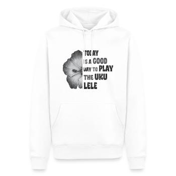 Today is a good day to play the Ukulele Hibiskus - Männer Premium Bio Hoodie - Weiß - Vorne - Nico (187cm)