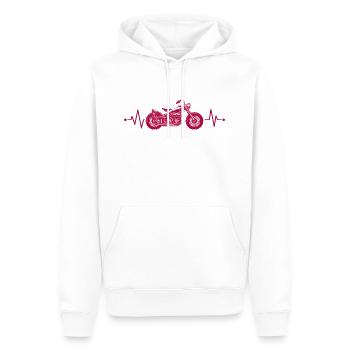 Motorradfahrer Heartbeat Line Motorrad Geschenk - Männer Premium Bio Hoodie - Weiß - Vorne - Nico (187cm)