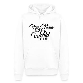 Tu signifies le monde pour moi - Sweat à capuche Premium bio Homme - blanc - Devant - Nico (187cm)