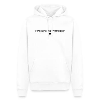 L'Amour Pur a des Yeux Poilus - Sweat à capuche Premium bio Homme - blanc - Devant - Nico (187cm)